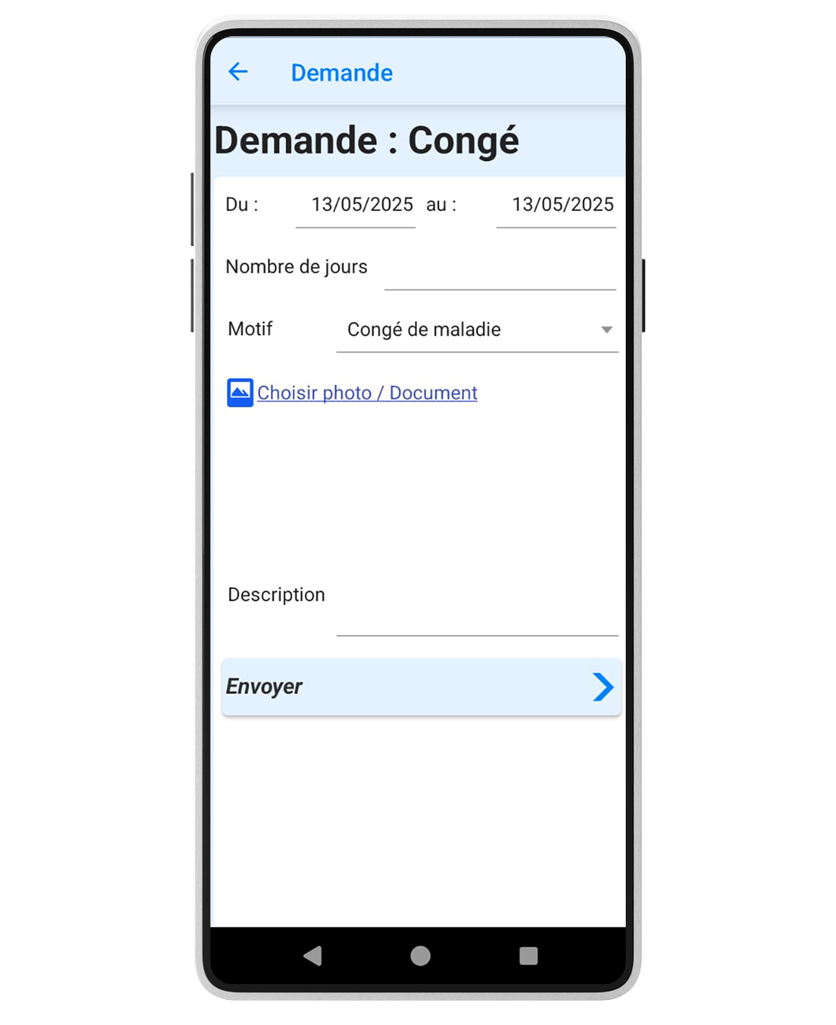 Interface demande de congé