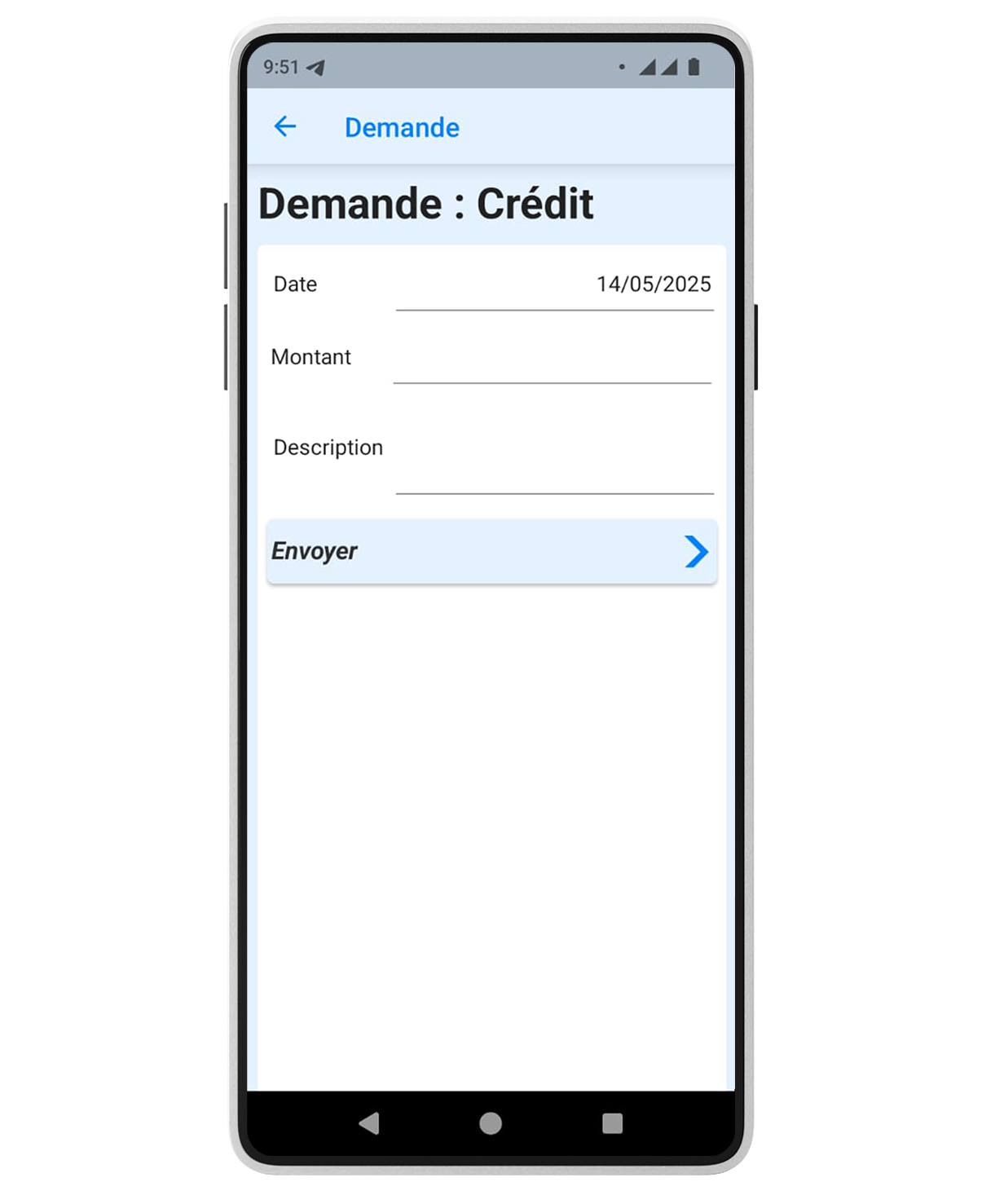 Interface demande de crédit
