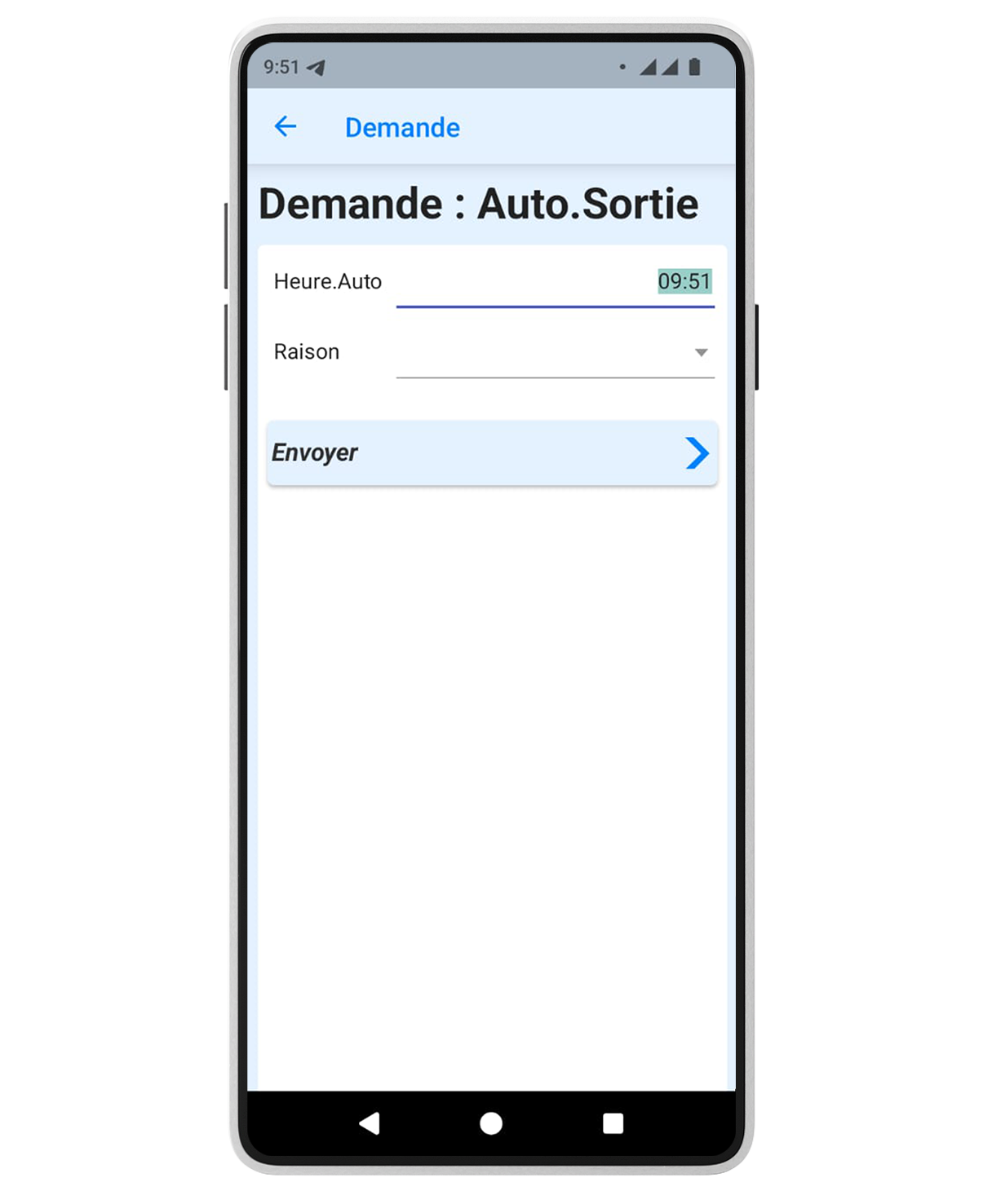 Interface demande de sortie